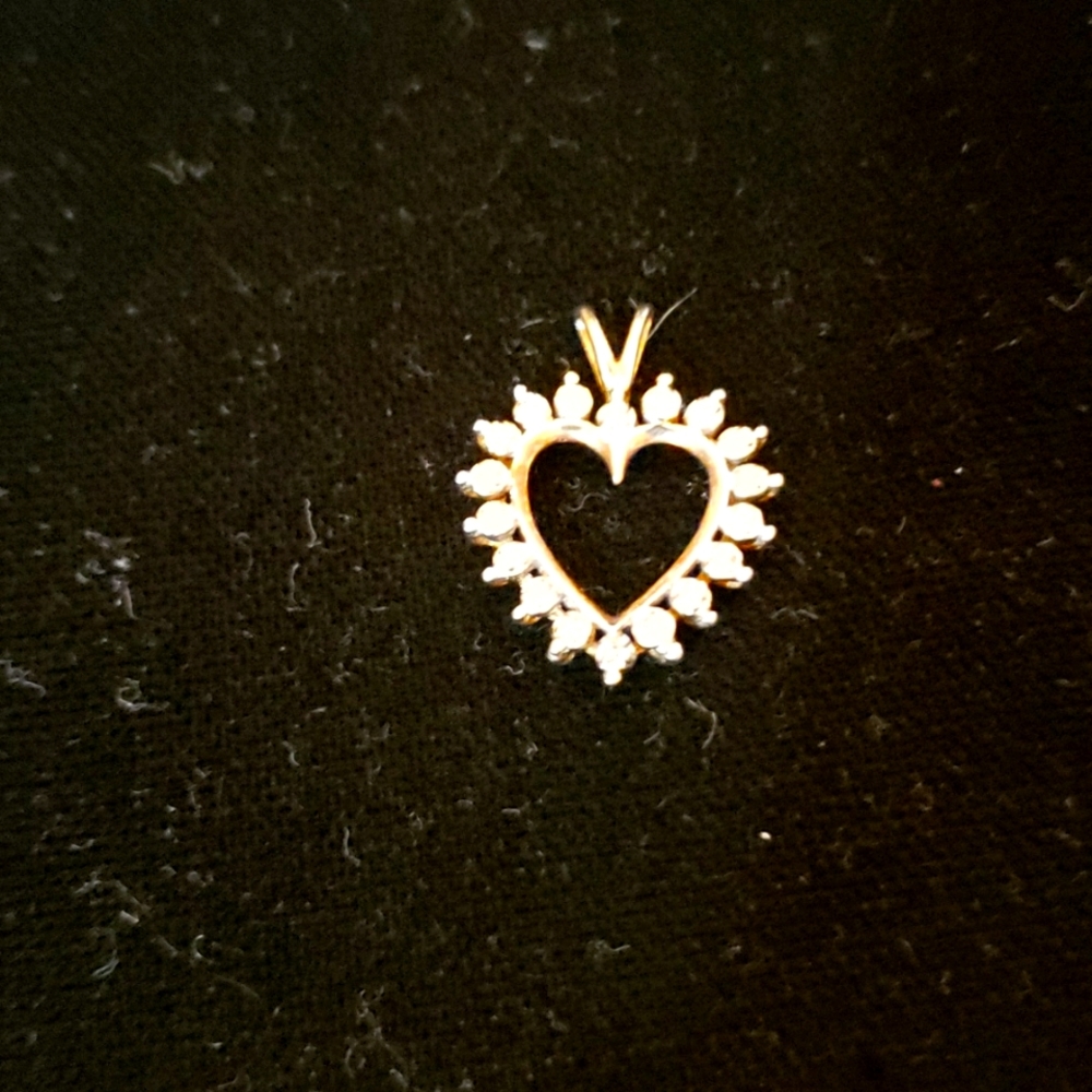 Gold overlay Heart Pendant with Diamond Chips